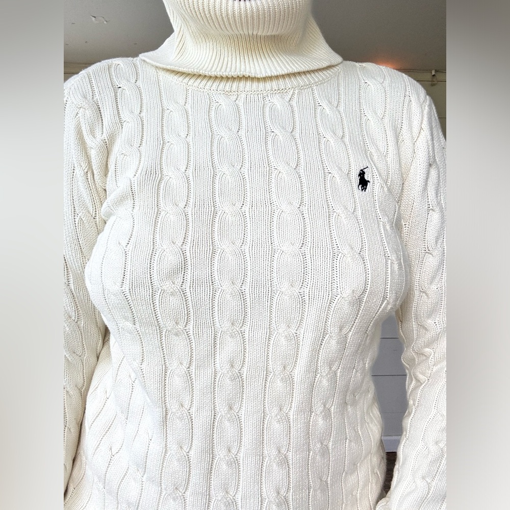 Ralph Lauren Cream Cable Knit Turtleneck Sweater - Picture 6 of 6